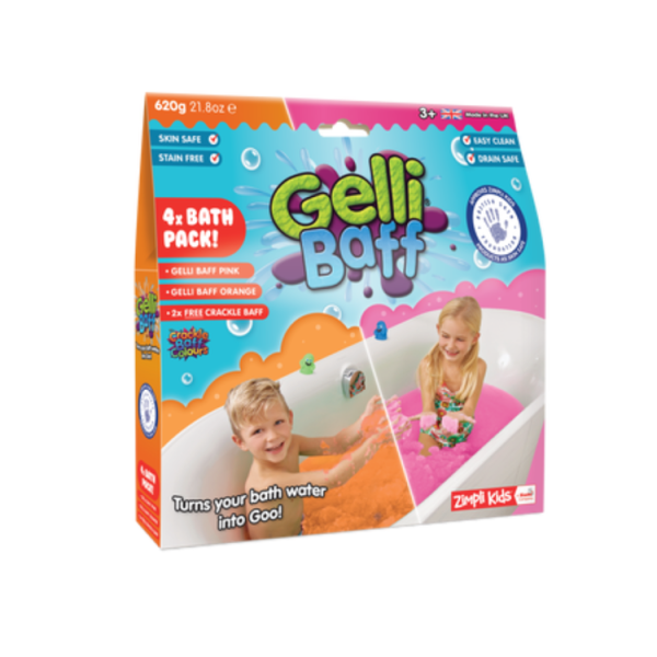 Zimpli Kids: Magiczny proszek do kąpieli, Gelli Baff Glitter, fioletowy i błękitny, 4 użycia, 3+