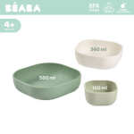 Beaba: Zestaw 3 miseczek z silikonu Sage green/Cotton/Misty green - obrazek 2