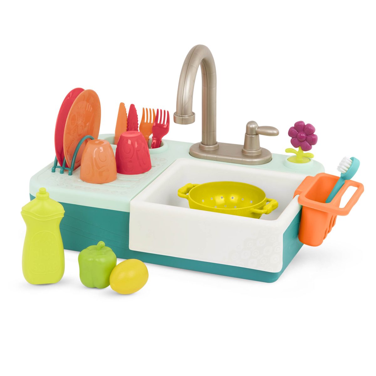 B.toys: Splash-n-Scrub Sink – ZLEW z DZIAŁAJĄCYM KRANEM i akcesoriami - obrazek 1