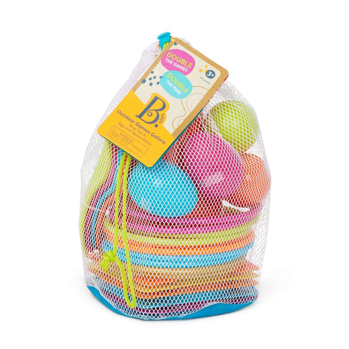 B.toys: RingToss&Egg-and-Spoon Game – zestaw do 2 gier na świeżym powietrzu – obręcze i jajka - obrazek 3