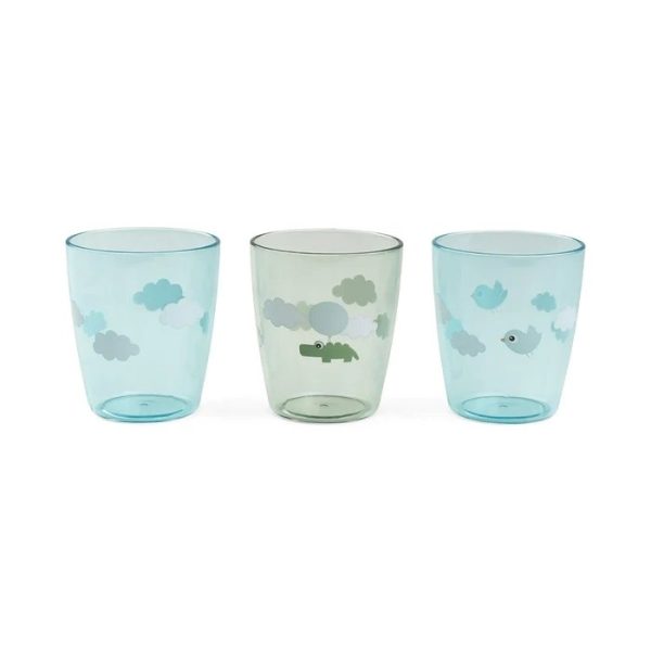 Done by Deer: Kubki Mini Glass 3 szt. Happy Clouds Green