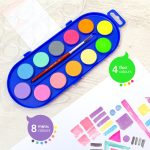 MILAN: farby akwarelowe 12 kolorów (4 fluo + 8 metalizowanych) + pędzel - obrazek 3