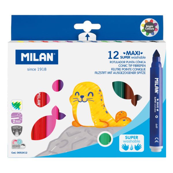 MILAN: flamastry MAXI SUPER WASHABLE 12 kolorów