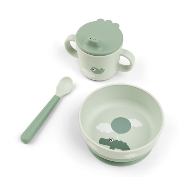 Done by Deer: zestaw obiadowy Foodie Happy Clouds Green
