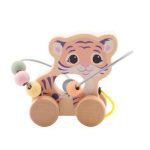 JOUECO: drewniana zabawka na kółkach z przeplatanką TYGRYS