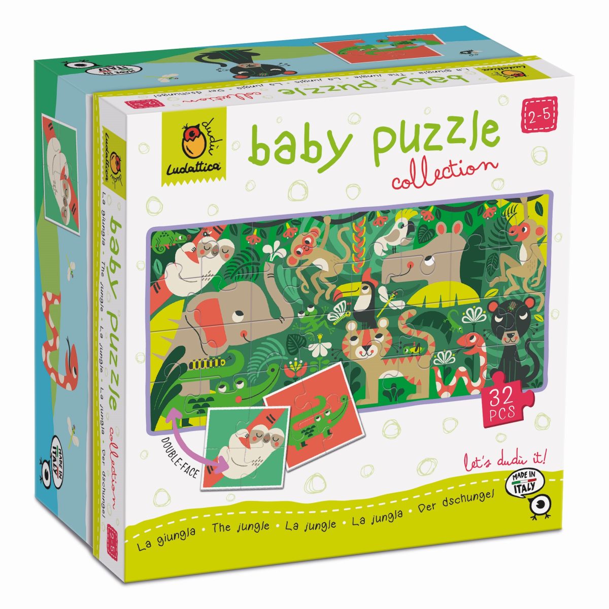 LUDATTICA: DWUSTRONNE puzzle dla najmłodszych – DŻUNGLA - obrazek 1