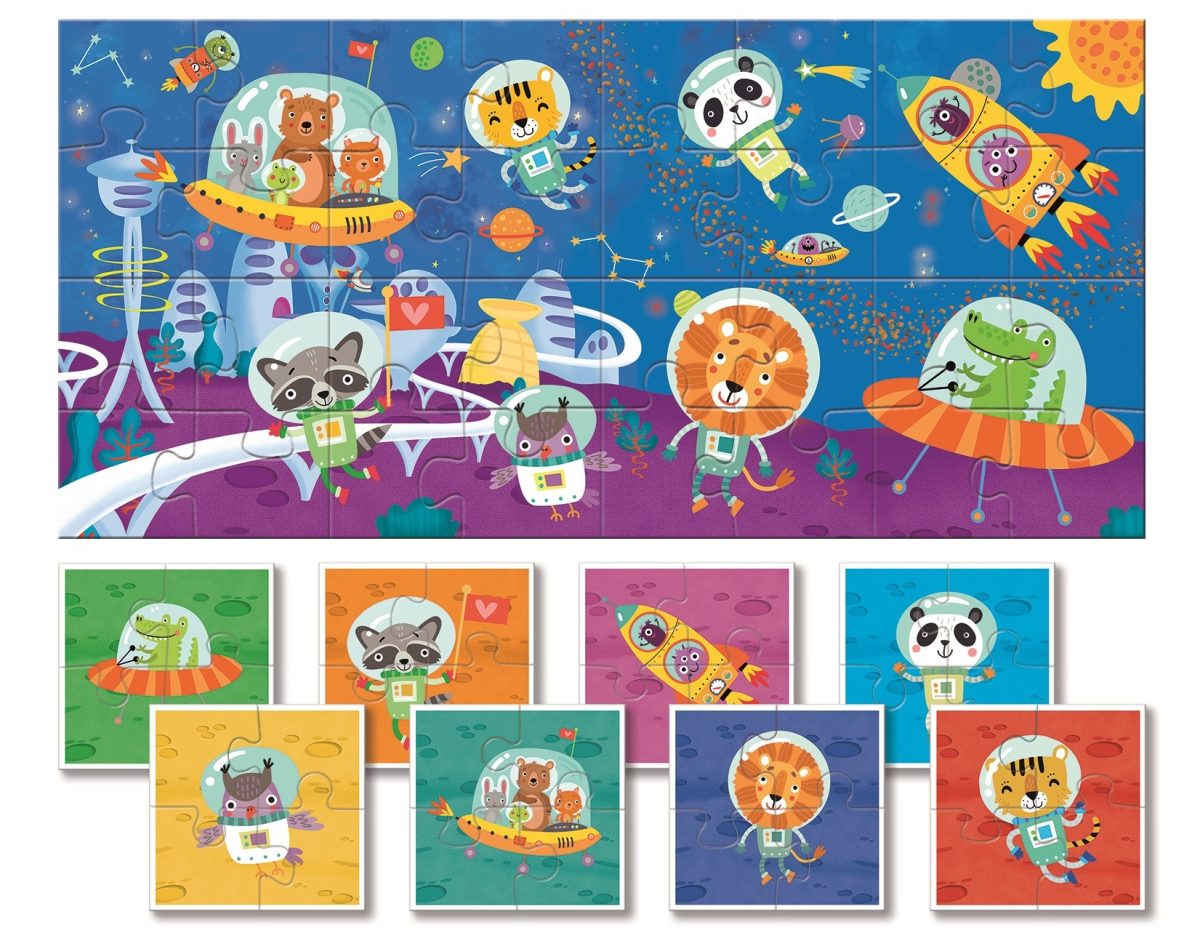 8057158621832-1 LUDATTICA: DWUSTRONNE puzzle dla najmłodszych – KOSMOS - obrazek 2