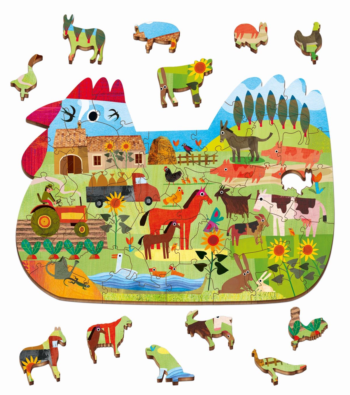 8057158622167-2 LUDATTICA: DREWNIANE puzzle KONTUROWE – FARMA 48 EL. - obrazek 2