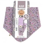 BIBS: zestaw bandanka śliniak + zawieszka do smoczka LIBERTY CHAMOMILE LAWN VIOLET SKY