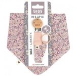 BIBS: zestaw bandanka śliniak + zawieszka do smoczka LIBERTY ELOISE BLUSH