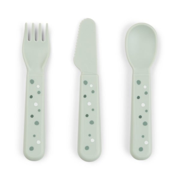 Done by Deer: sztućce dla dziecka Foodie Happy Dots Green