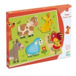 Djeco: Puzzle drewniane ZWIERZĘTA Z ŁĄKI 18m+