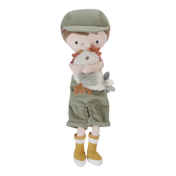 Little Dutch: miękka lalka chłopiec farmer Jim z kurczakiem 35 cm
