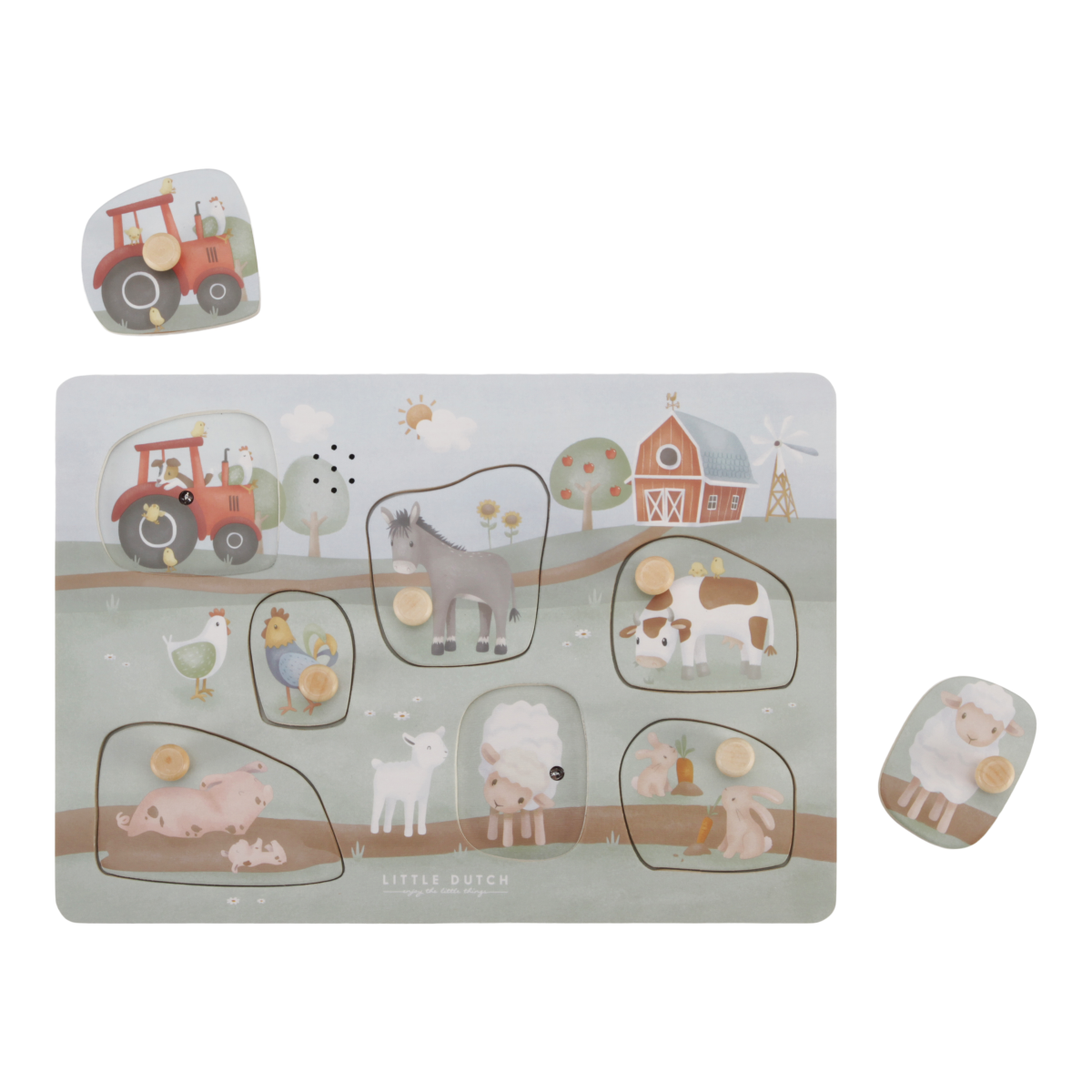 LD7140 Wooden Sound puzzle Little Farm_2 Little Dutch: puzzle dźwiękowe Little Farm - obrazek 3