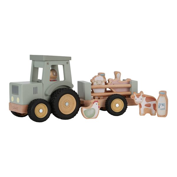 Little Dutch: drewniany traktor z przyczepą i figurkami Little Farm