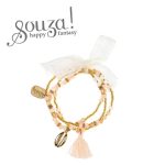 Souza! potrójna bransoletka z dużymi perłami biało–złoto-jasnoróżowa Marceline