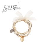 Souza! potrójna bransoletka z perełek biało–srebrno-złota Nessa