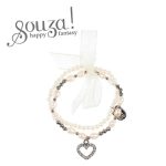 Souza! potrójna bransoletka z perełkami i serduszkiem biało-srebrna Bliss