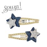 Souza! spinki do włosów brokatowe granatowo-srebrne gwiazdki Maurine 2 szt.