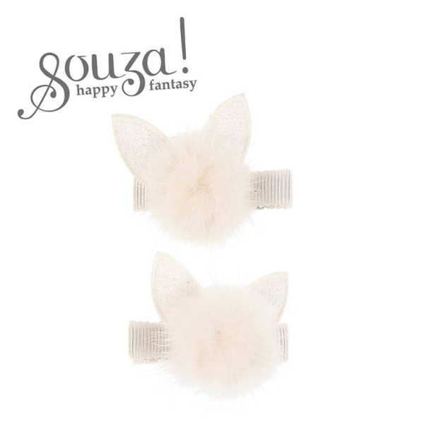 Souza! spinki do włosów futerkowe białe Kotki 2 szt.