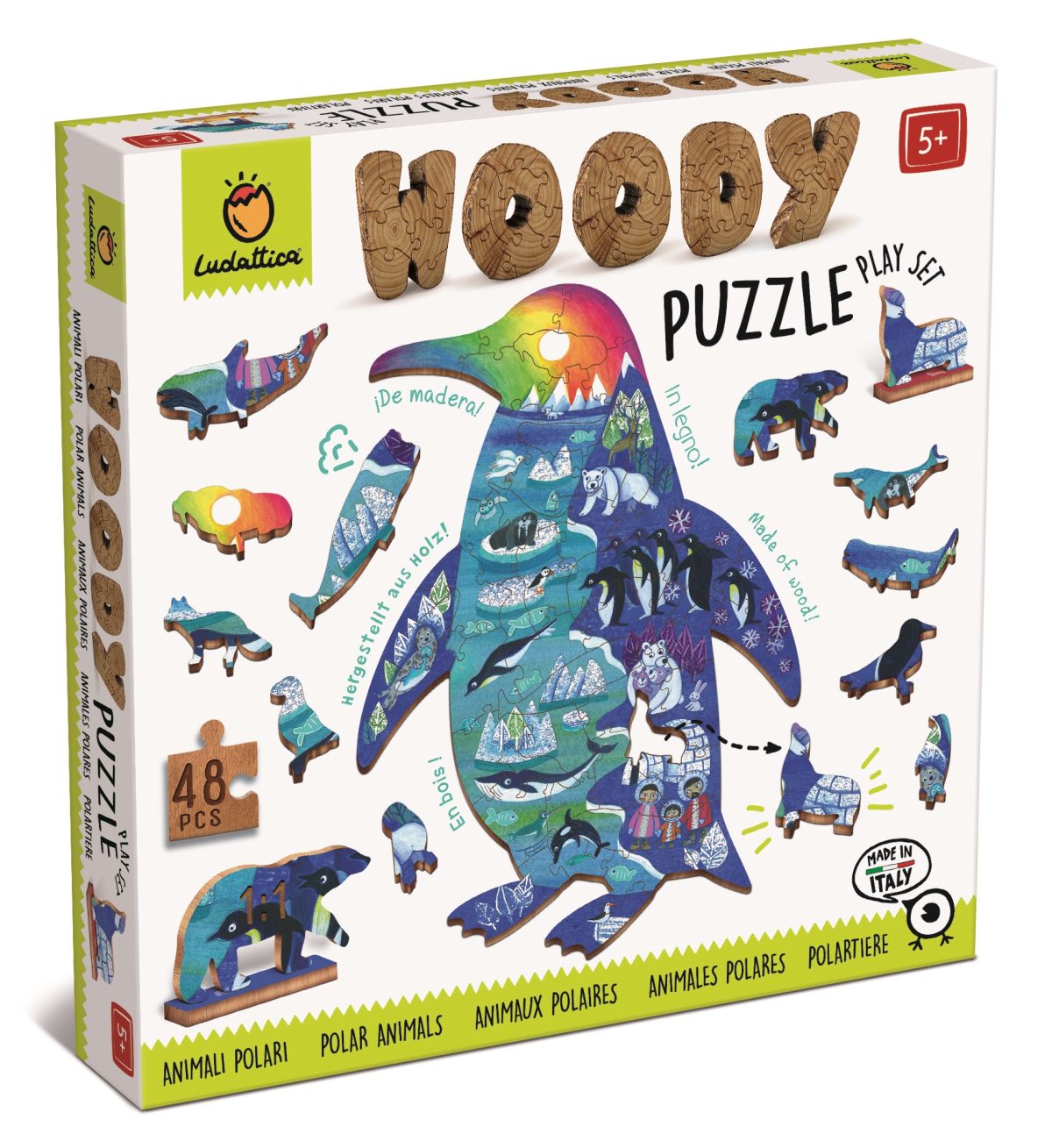 LUDATTICA: DREWNIANE puzzle KONTUROWE – zwierzęta POLARNE - obrazek 1