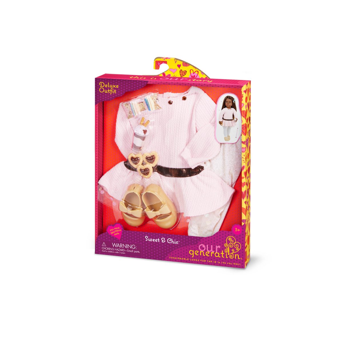 BD30508_PKG Our Generation: Zestaw ubranek dla lalki 46cm – Sweet & Chic - obrazek 3