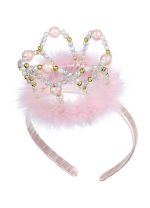 Souza! Opaska/tiara z futerkiem i koroną jasnoróżowa Alexandra - obrazek 3