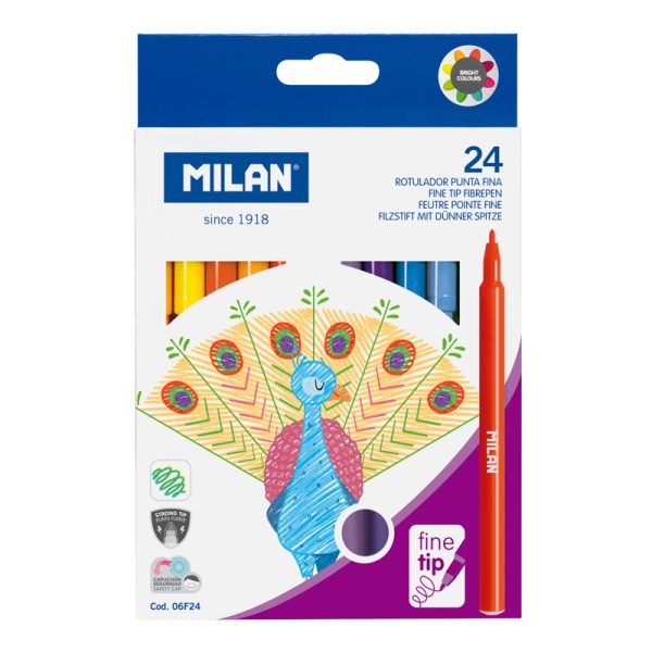 MILAN: okrągłe flamastry z cienką końcówką 24 kolory