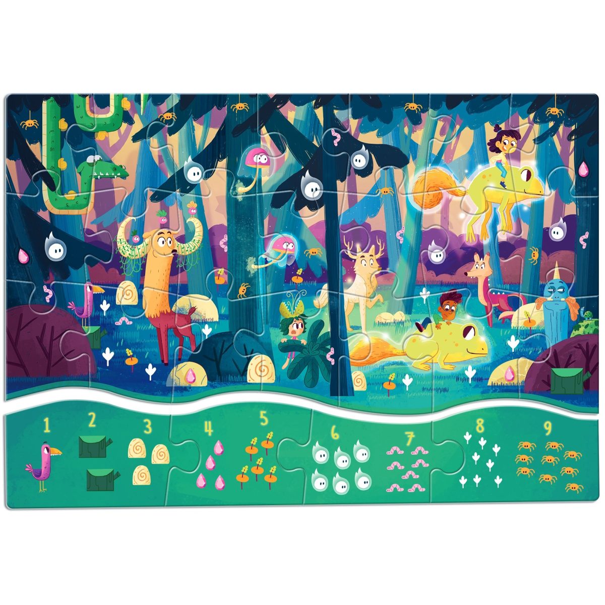 8057158622587-2-1 Ludattica: puzzle 123 – MATEMATYCZNE puzzle dla najmłodszych – ZACZAROWANY LAS - obrazek 2