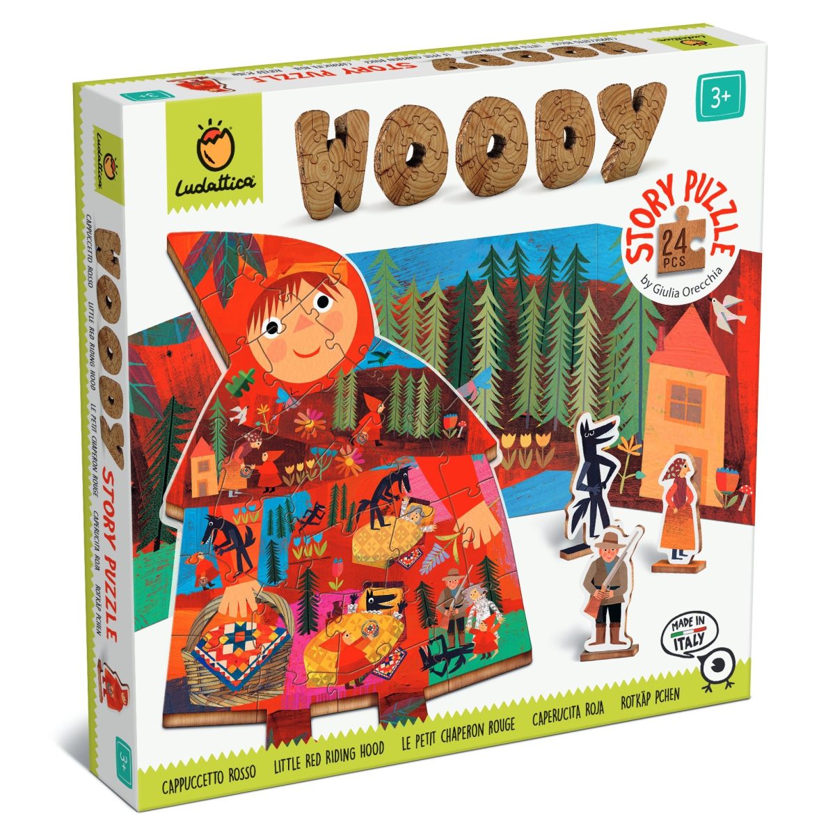 Ludattica: WOODY STORY – DREWNIANE puzzle KONTUROWE – Czerwony Kapturek - obrazek 1