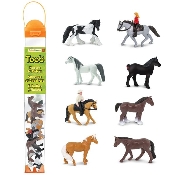Safari Ltd: Konie z Jeźdźcami. Zestaw Figurek w Tubie.