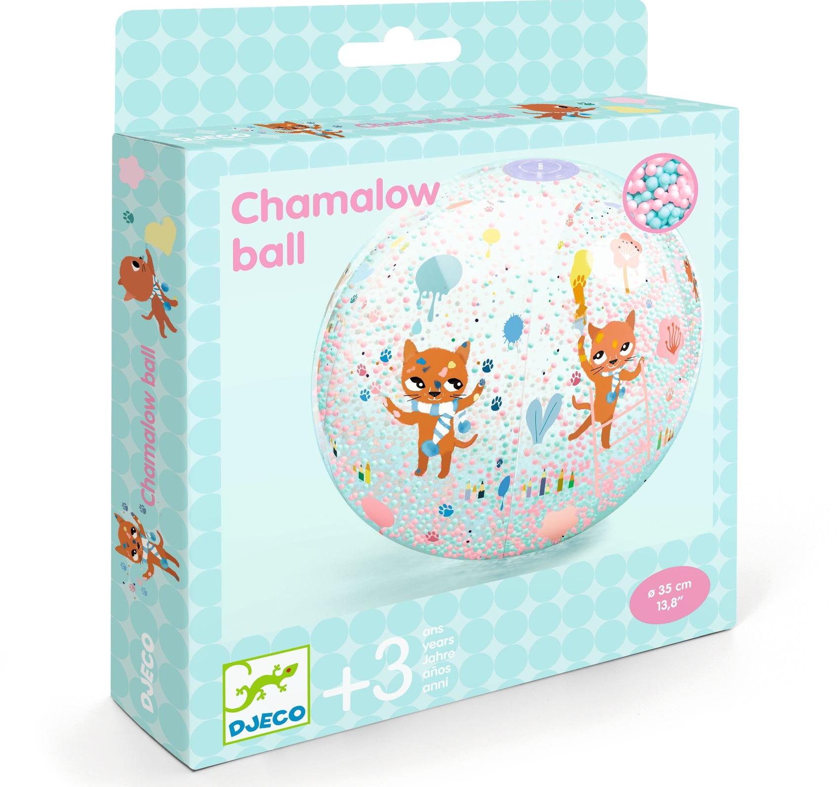 DJ00177-B3D-RVB DJECO: Piłka plażowa BĄBELKOWA CHAMALOW 35cm - obrazek 1