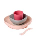 Beaba: komplet naczyń z silikonu z przyssawką Pink