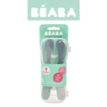 Beaba: Zestaw 2 łyżeczek silikonowych w podróżnym etui 4 m+ Mineral grey/Sage green - obrazek 5