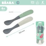 Beaba: Zestaw 2 łyżeczek silikonowych w podróżnym etui 4 m+ Mineral grey/Sage green - obrazek 6