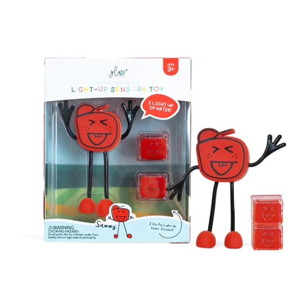 Glo Pals: postać do kąpieli Sammy - zestaw z dwiema kostkami sensorycznymi świecącymi w wodzie