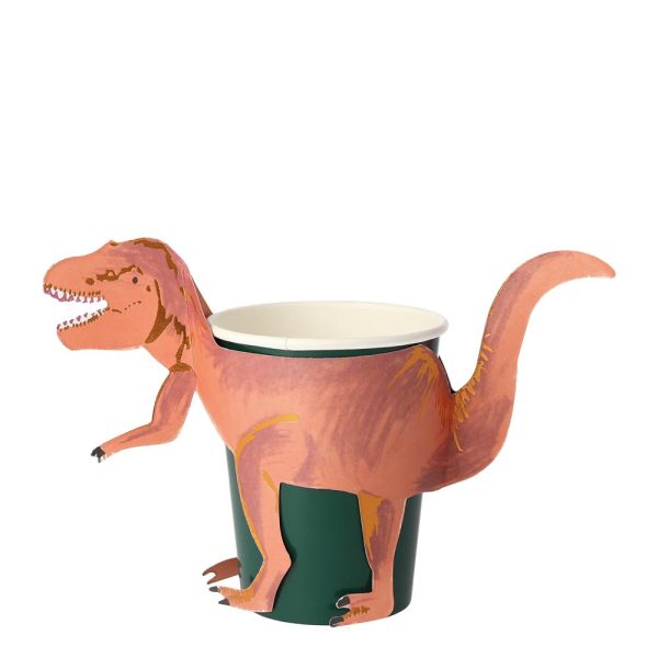 Meri Meri: KRÓLESTWO DINOZAURÓW - kubeczki T-REX 8 szt.