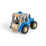 BIGJIGS: drewniany MINI TRAKTOR niebieski - obrazek 3