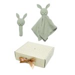 Jabadabado: grzechotka i szmatka przytulanka - zestaw upominkowy SZAŁWIOWY KRÓLIK