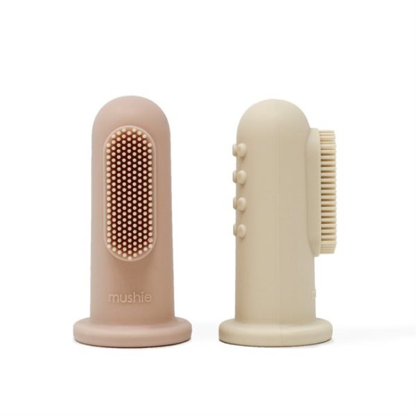Mushie: pierwsza szczoteczka na palec Blush/Shifting Sand