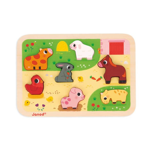 Janod: puzzle drewniane układanka 3D Na Farmie 18 m+