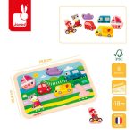 Janod: puzzle drewniane układanka 3D Pojazdy 18 m+ - obrazek 3