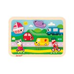 Janod: puzzle drewniane układanka 3D Pojazdy 18 m+