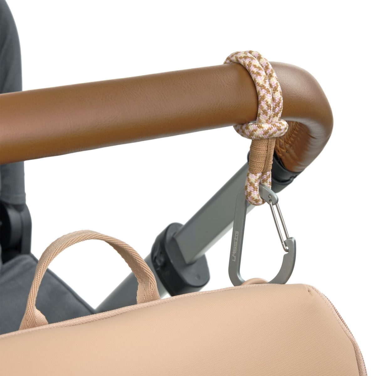 Lassig: uniwersalne sznurkowe zaczepy do torby do wózka 2 szt. camel vanilia - obrazek 2