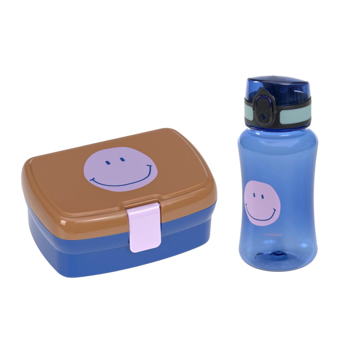 Lassig: zestaw lunchbox + butelka / bidon Little Gang Smile caramel/blue - obrazek 1
