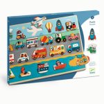 Djeco: Drewniana układanka łamigłówka POJAZDY 2+