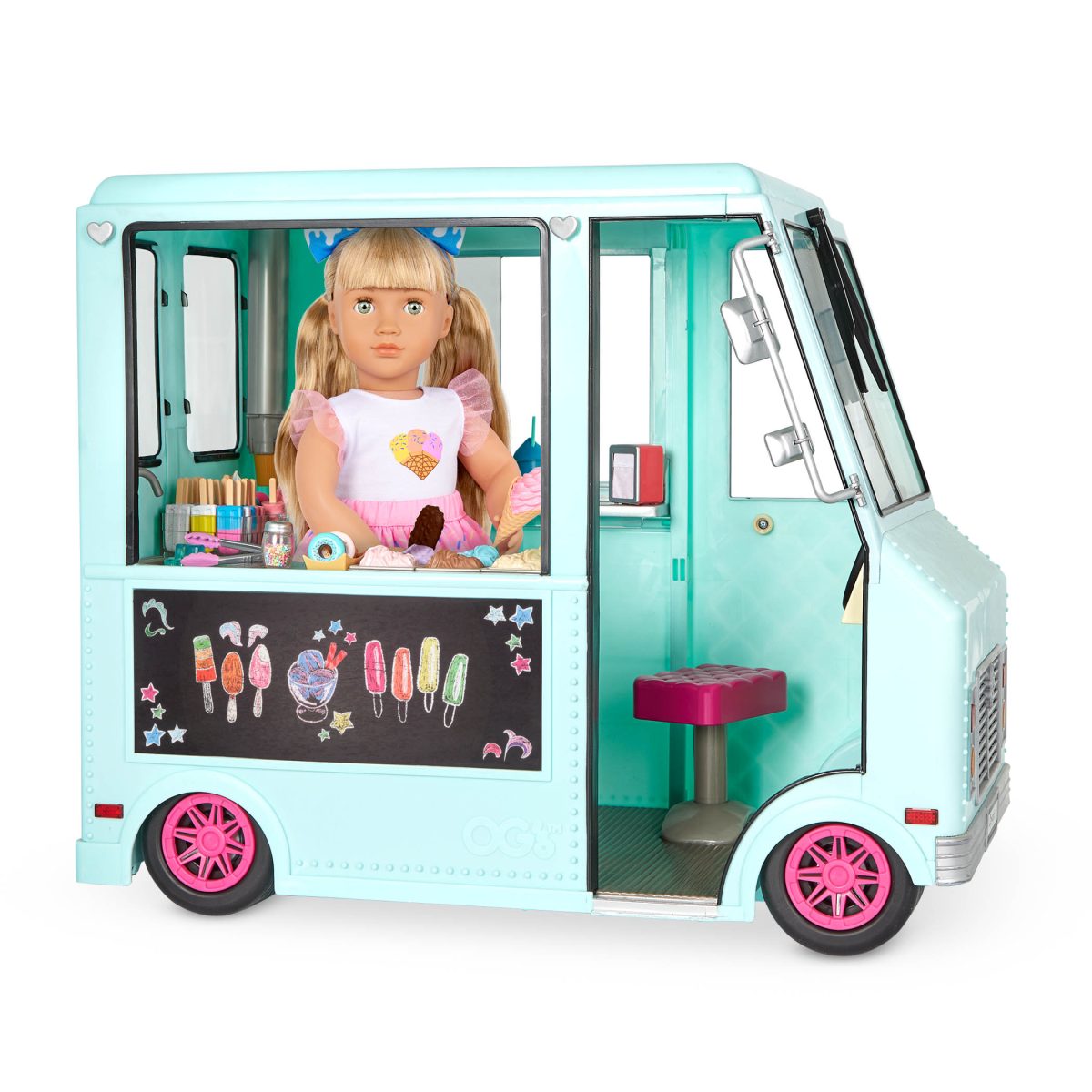 Our Generation: ciężarówka z lodami i wyposażeniem – SWEET STOP ICE CREAM TRUCK - obrazek 5
