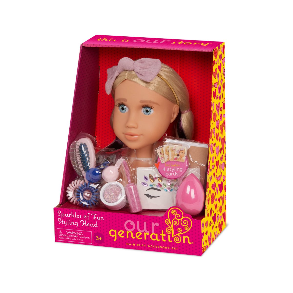 BD31452_PKG Our Generation: GŁOWA lalki do stylizacji z KRYSZTAŁKAMI – Sparkles Of Fun Styling Head DEANNA - obrazek 6