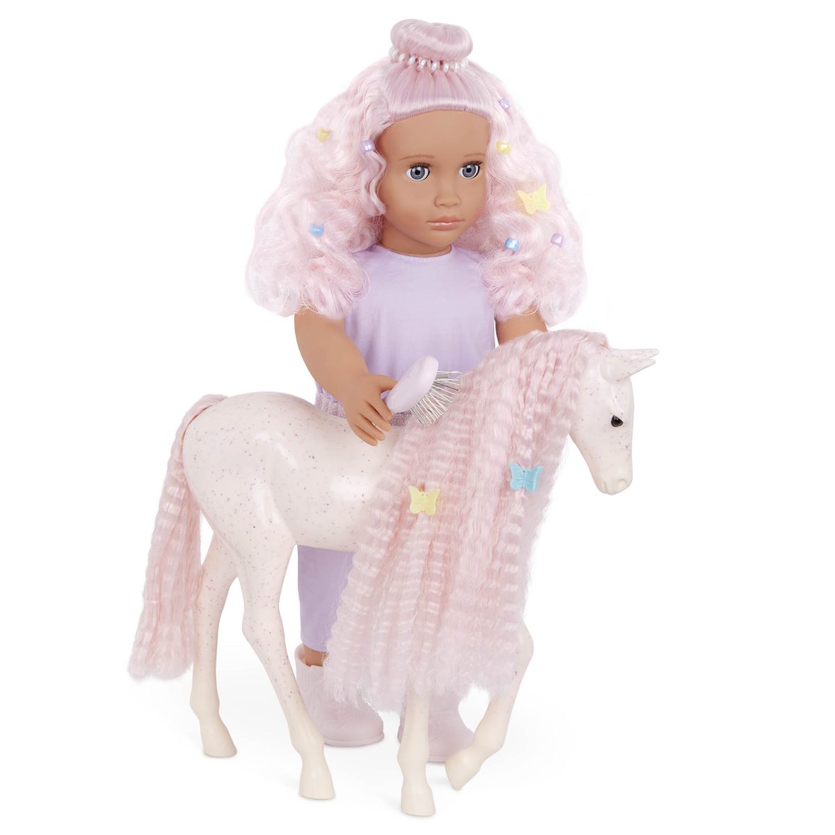 BD31493_DP_G Our Generation: Lalka ELARA 46cm – ze źrebakiem DO CZESANIA i ozdobami do włosów - obrazek 4