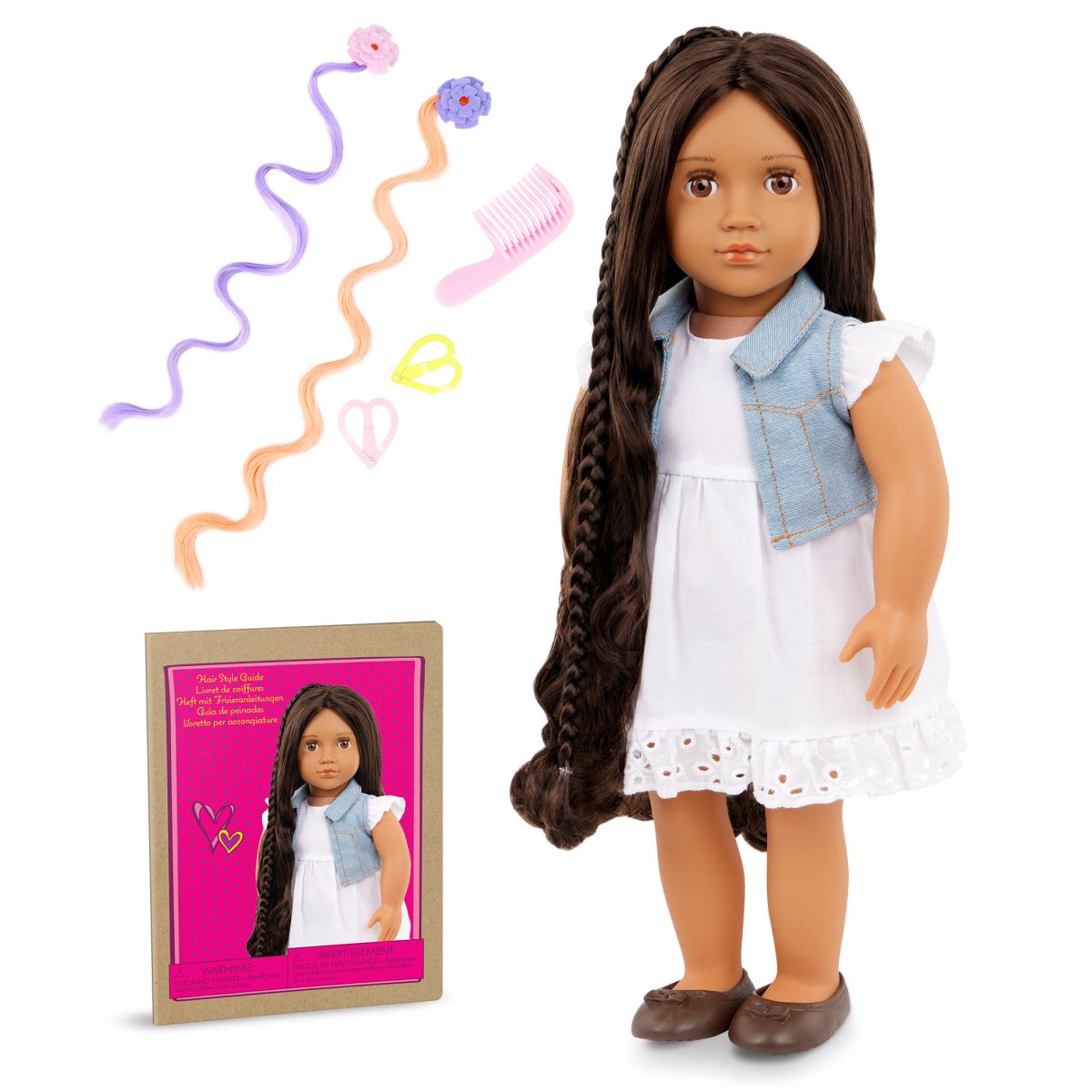 BD31535_PR Our Generation: lalka PERLA 46cm – brunetka - z regulowanymi włosami - obrazek 3